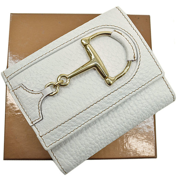 Gucci Bifold Leather Wallet Horsebit White - Picture 1 of 3